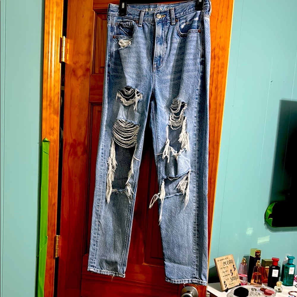 Distressed Blue Jeans